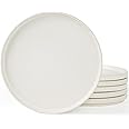 famiware Star Dinner Plates for 6, 10 inches Plate Set, Scratch Resistant, Stoneware Dinnerware, Kitchen Modern Rustic Serving Dishes, Matte White