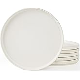 famiware Star Dinner Plates for 6, 10 inches Plate Set, Scratch Resistant, Stoneware Dinnerware, Kitchen Modern Rustic Serving Dishes, Matte White