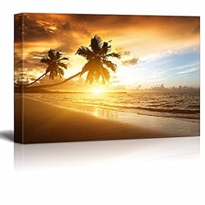 Sunset on The Beach of Caribbean Sea - Canvas Art Wall Art - 12"x18"