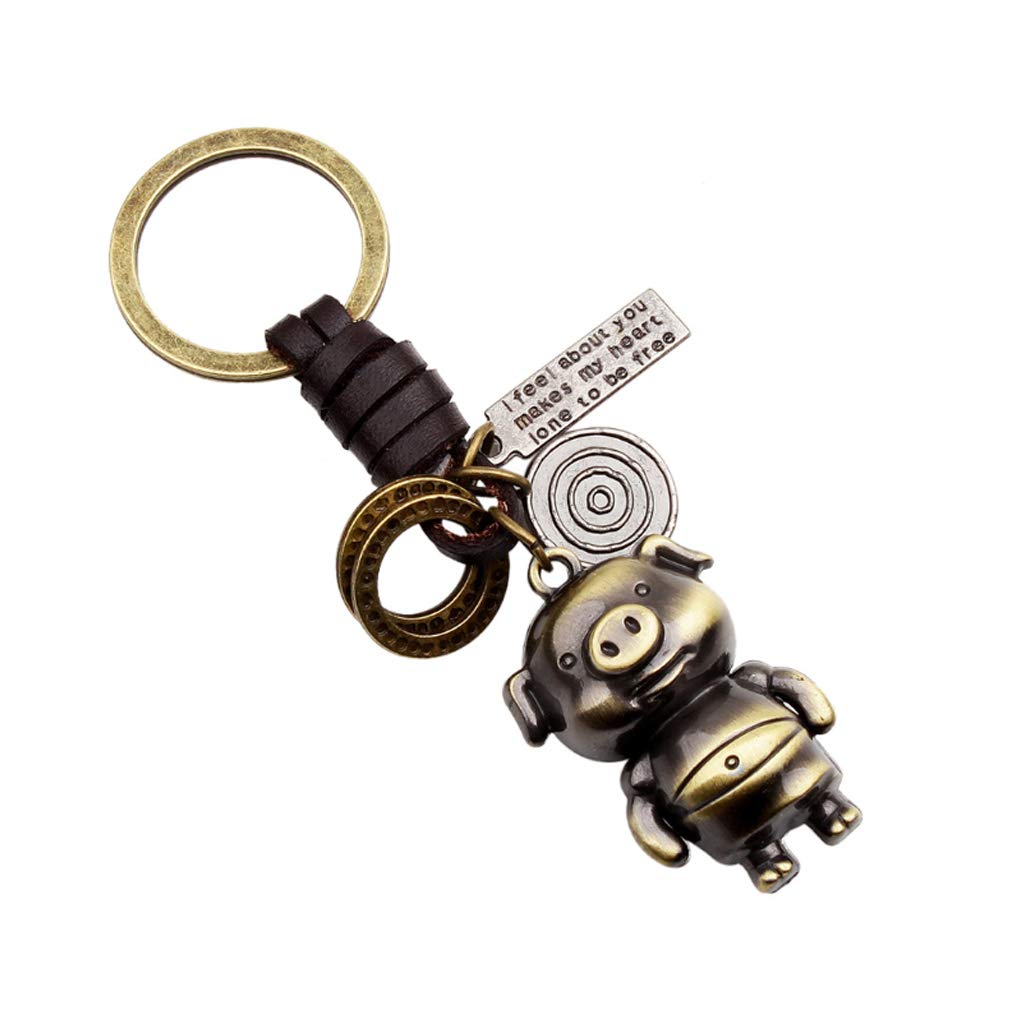 LKMY Father's Day Gift Keyring Key Ring Personalized Jewelry Set - Keychain with Pet Animalia Alloy/Leather Present for Son Children Family Women
