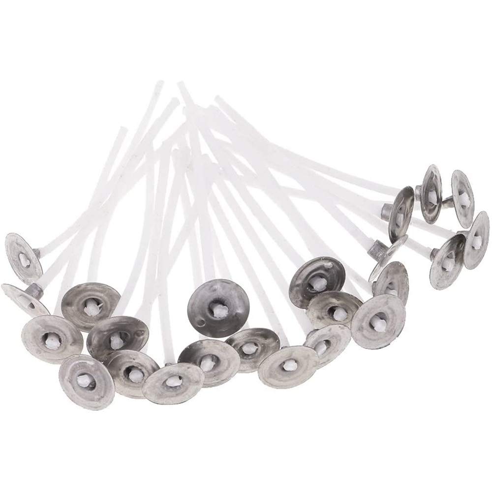 POFET 100pcs Candle Wicks - 4.5cm Pre-waxed Wicks for Candle Making