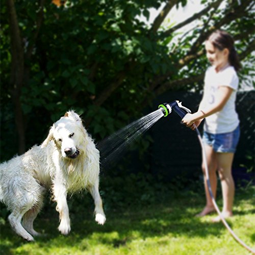 Garden Hose Nozzle, 9-Way Heavy Duty Spray Gun, Rear Trigger Design Hose Spray Nozzle, Anti-Slip Design, Bigger Nozzle Area Upgraded, Perfect for Watering Plants, Cleaning, Car Wash and Showing Pets