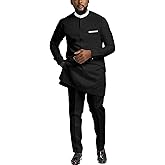 African Suit for Men 2 Piece Set Shirt Pants Dashiki Outfits Nigerian Wedding Attire