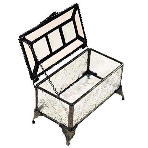 Vintage Glass Box Jewelry Trinket Keepsake Display Decorative Clear and