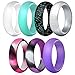 ThunderFit Silicone Rings, 7 Pack Wedding Bands for Women - 5.5 mm Wide