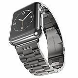 HCcolo Apple Watch Band, HCE Stainless Steel Link Bracelet, Sport Bands for iWatch All Models, Double Button Folding Clasp - 42mm - Black