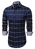 Coofandy Men's Fashion Long Sleeve Plaid Button Down Casual Shirt, XXX-Large, Blue