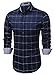 Coofandy Men's Fashion Long Sleeve Plaid Button Down Casual Shirt, XXX-Large, Blue