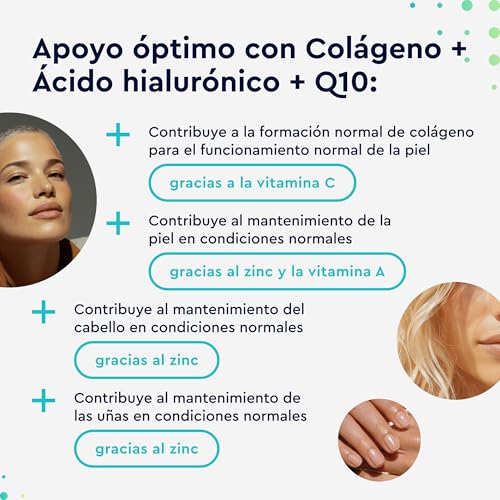 Colágeno Marino Hidrolizado + Ácido hialurónico + Magnesio + CoQ10 + Zinc + Vitaminas A, C, D y B12 - Articulaciones Fuertes, Piel Tersa y Energía - Probado en laboratorio