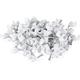 TENINYU 200 Pack Nail In Cable Clips Cable Management Ethernet Cable Nails Tacks Clips 7mm for RG6 Cat6 Cable - White