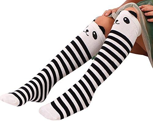 SportsWell Girls Cute School Uniform Stockings Cartoon Animal Knee High Socks, Stripe bear