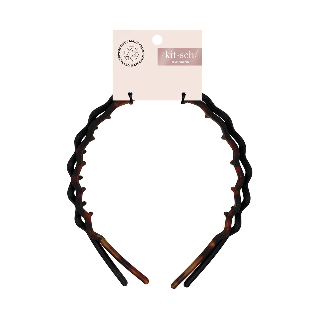 Kitsch Zig Zag Headbands, Recycled Plastic Wavy Hair Band with Teeth, Headband for Women and Men, Classic 90s Hair Accessories, 2pcs (Black and Brown) - Image 8