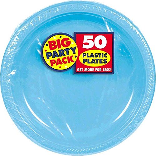 Caribbean Blue Plastic Luncheon Plates Big Party Pack, 50 Ct.