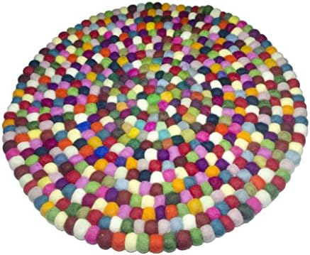 Polykarmatic Handmade Felt Ball Mix Colored Carpet Rug 20 inches (Approx 50cm)