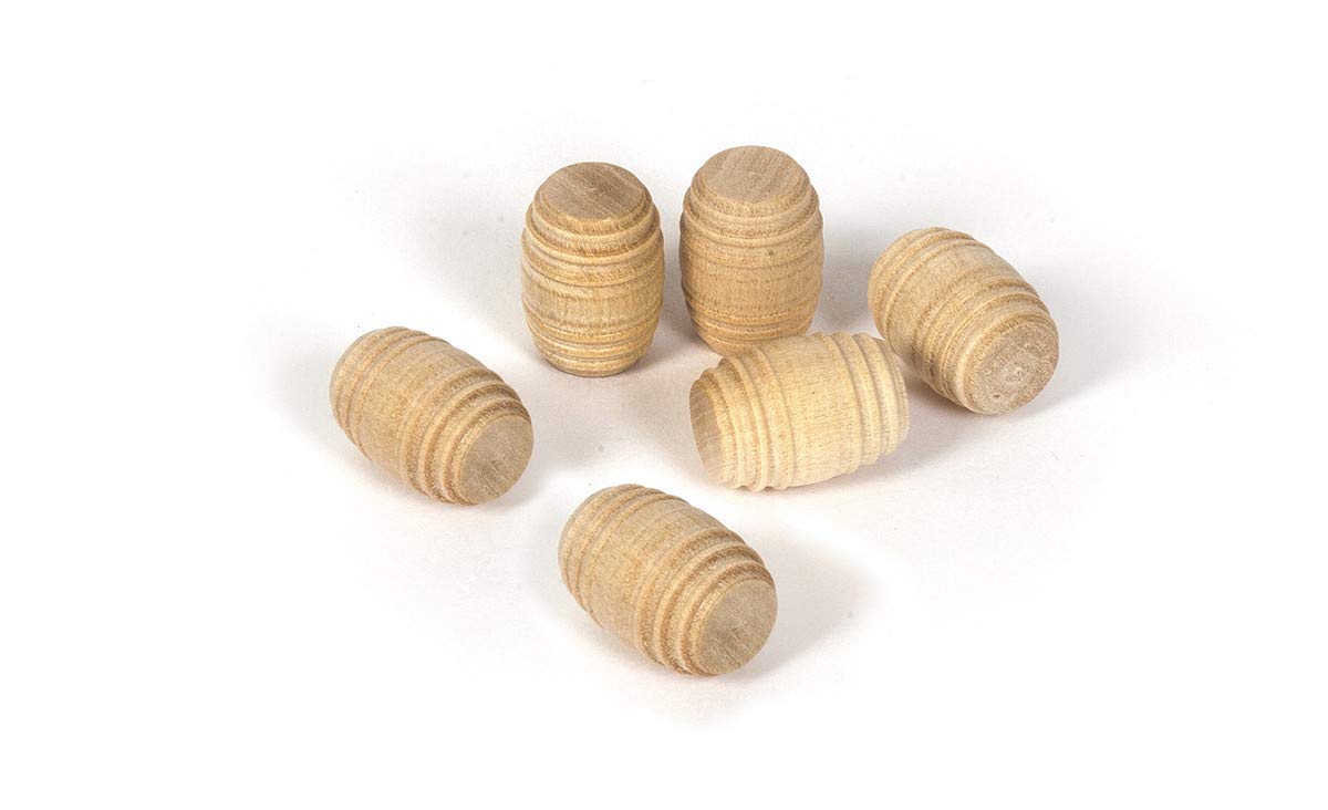Occre Ref: 17038 Set of 6 barrels made of turned wood. Height 17 mm Diameter 12 mm