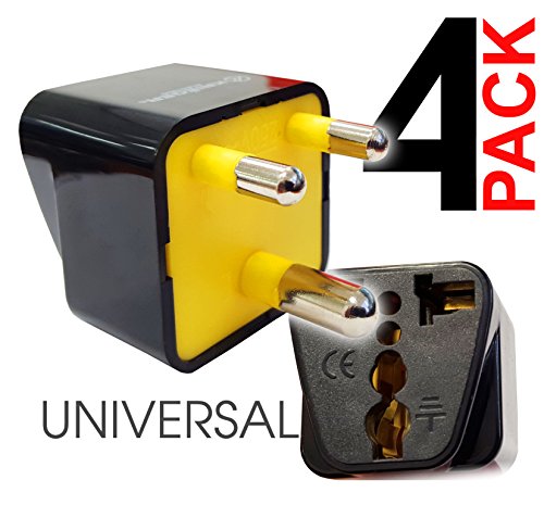 KRIËGER Grounded Universal India Plug Adapter (type D) Indian Adaptor - 4 Pack