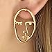 Zealmer Women Dainty Picasso Face Earrings Gold Tone