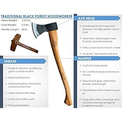 Alternative view of 1844 Helko Werk Germany Traditional Black Forest Woodworker Axe - Hand Forged Bushcraft and Forest Axe for Cutting, Head 2.25 lbs, Handle 24 in. (Made in Germany) #13562