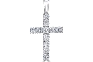HARLEMBLING Moissanite Cross Pendant - 5 Sizes Tennis Cross Available For Men Or Ladies - Great Hip Hop Pendant For Any Necklace - Real Moissanite Jewelry Passes Diamond Tester GRA Certified - Solid 925 Sterling Silver
