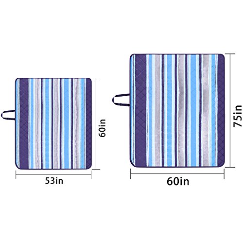 Large Machine Washable Picnic Blanket,60 X 53" Outdoor Beach Mat Tote Portable Lightweight