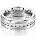 LEEYA NL19 Mens Womens 6MM Titanium Stainless Steel High Polished 18K Gold Plated Channel Set Cubic Zirconia CZ Promise Engagement Band Unisex Gold Wedding Ring Comfort Fit, Size 6-13 (11, Silver)