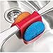 Umbra Saddle Sink Caddy – Flexible Rubber Organizer for Double Kitchen Sink, Storage for Dish Sponge, Scouring Pads and more, Red