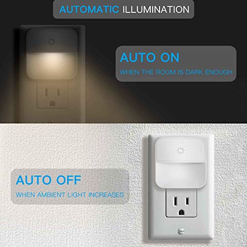 Plug-in Night Light, POWRUI Warm White LED Nightlight Lamp with Touch Sensor with 4-Level Adjustable Light and Dusk-to-Dawn Sensor for Hallway, Kitchen, Bathroom, Bedroom, Stairs, 6-Pack - Thumbnail 2