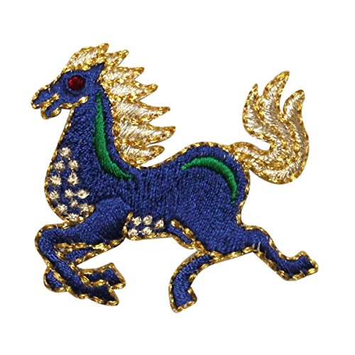 ID 0743 Fiery Stallion Patch War Horse Symbol Craft Embroidered Iron On Applique