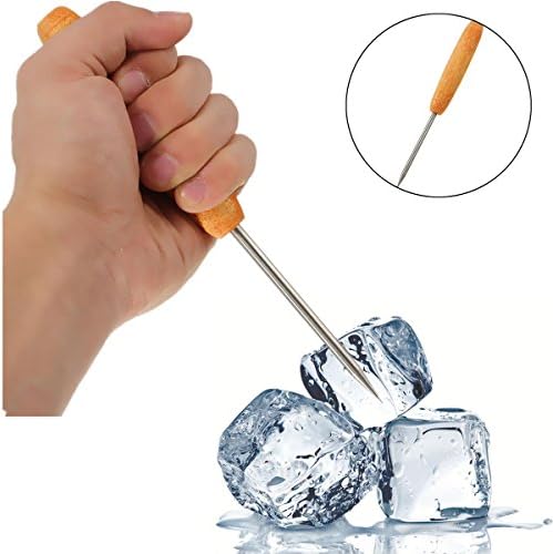 Neaer Stainless Steel Ice Pick Crusher Wooden Handle Awl Punch Kitchen Bar Tool