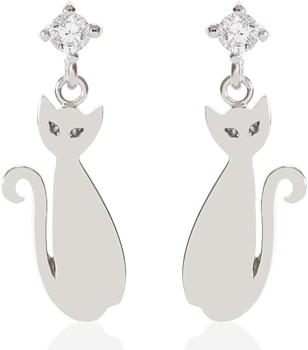 Amazon Cloud Jewelry クラウドジュエリー Ce 1 可愛い シンプル 猫 レディース ピアス 猫好きの方必見です 木製 プレゼントbox付 スタッドタイプ シルバー製キャッチ付 シルバー925 プラチナコーティング Ce 1 ピアス 通販