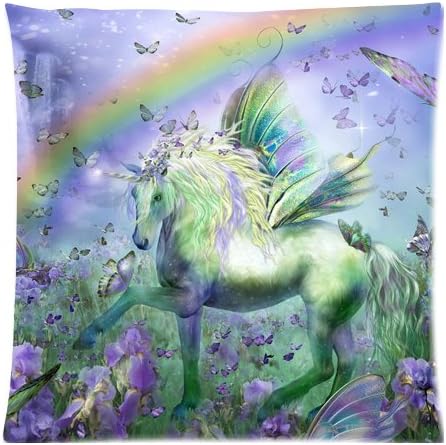 Unicorn of the Butterflies Custom Zippered Cushion Covers Pillow Cases 18x18 Inch (Twin sides) by EnjoyU