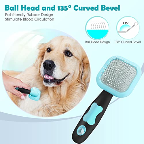 Slicker Brush, PETPAWJOY Dog Brush Gently Cleaning Pin Brush for