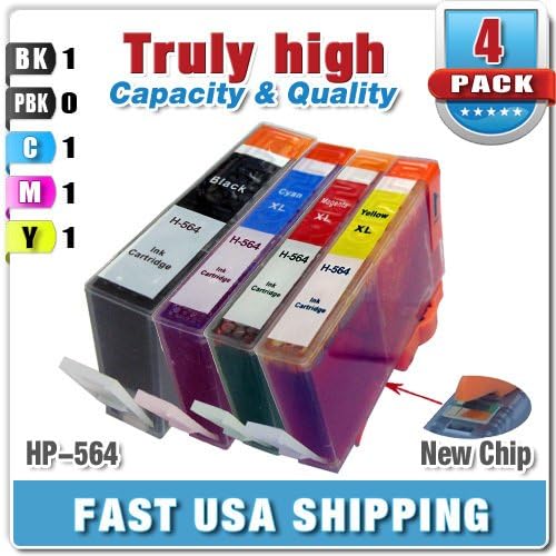 Estoreimport ยฉ Compatible Hp 564xl Ink Cartridges Replacement for New Generation Photosmart C309 C310 C311 C410 C510 - 4 Packs chip included!