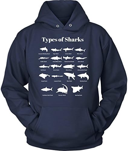 Types Of Sharks Mens And Womens Unisex Hoodie For Shark Lovers