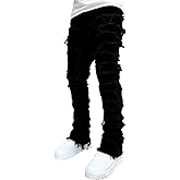 COOLMONAR Men's Ripped Distressed Destroyed Slim Fit Straight Leg Denim Jeans