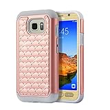 Galaxy S7 Active Case, S7 Active Case, Starshop Slim Dual Layer Armor Phone Case Cover With Spot Diamond With Screen Protector (Rose Gold)