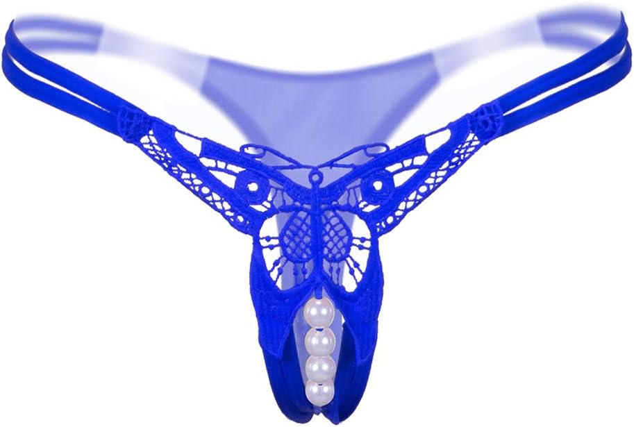 Elly Crotchless Panties for Women with Pearls, Womens Pearl Underwear Lingerie Thongs