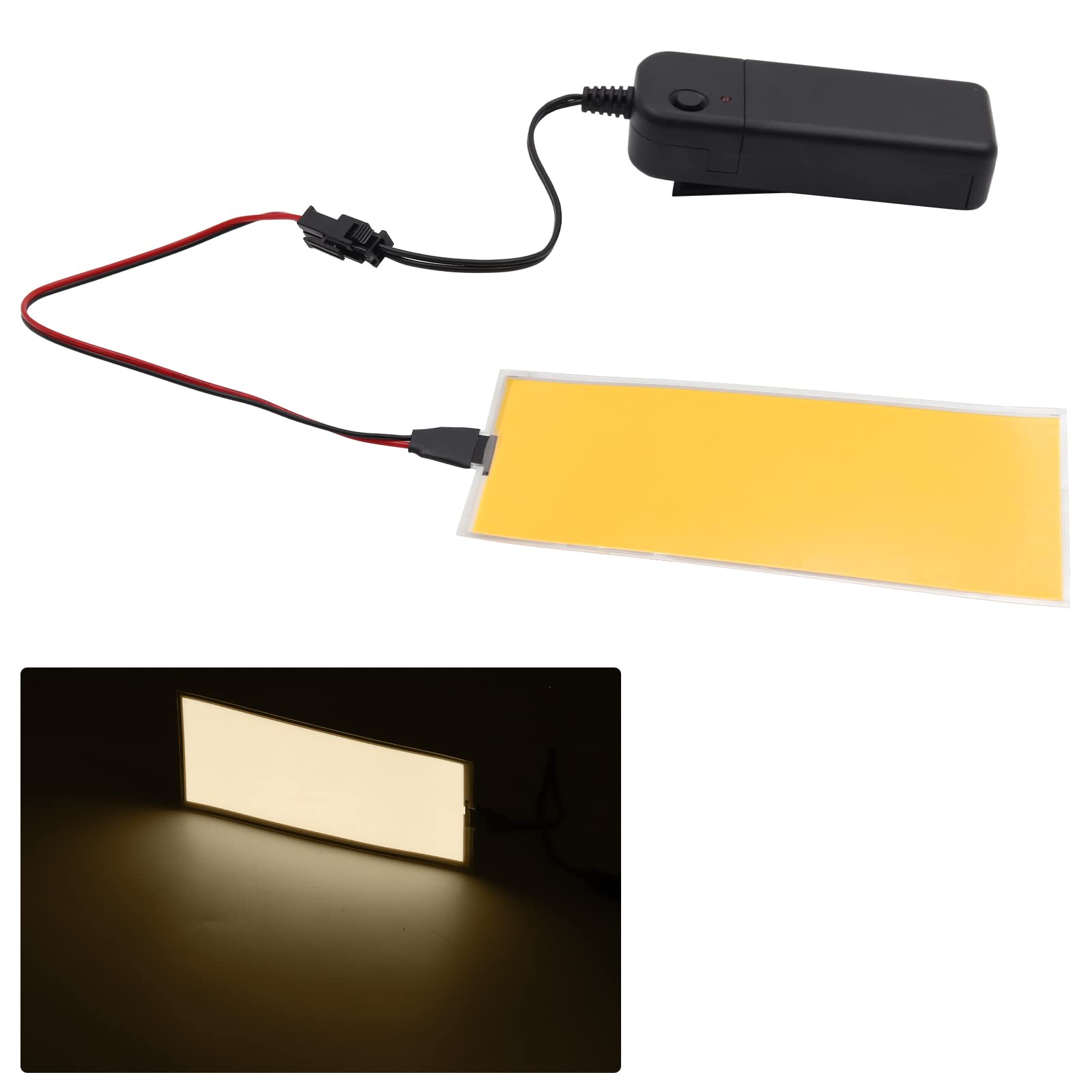 NWpangu Electroluminescent (EL) Panel Light, DIY EL Cuttable Paper Lamp for Holiday Decoration/Cosplay/Warning, 12cm x 5cm, Yellow