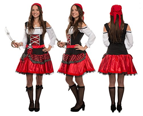Brandsseller Damen Verkleidung Kostüm Piratin - enthält Kleid und Piratenkopftuch - für Karneval Fasching Halloween - L… – Bild 4