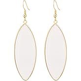 Legitta Natural Crystal Stone Marquise Shape Drop Earrings Birthstone Dangle Earrings for Women