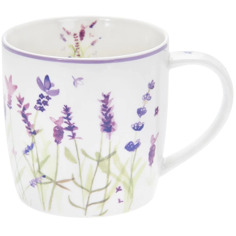The Leonardo Collection LP94057 Floral Lavender Mug, Fine China, Purple Flowers, Green, White, 12x9x9cm, Boxed, 300 milliliters