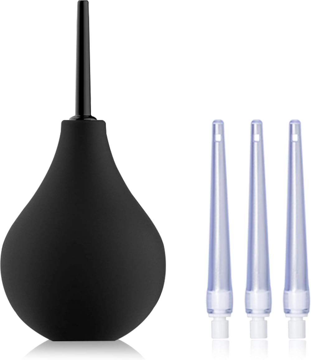 TopQuaFocus 8oz Enema Bulb Kit with 4 Replaceable Nozzles Silicone