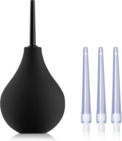 TopQuaFocus 8oz Enema Bulb Kit with 4 Replaceable Nozzles Silicone