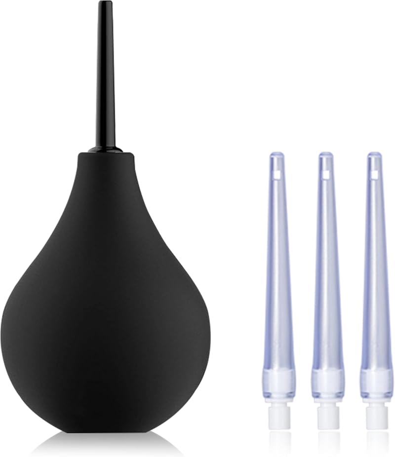TopQuaFocus 8oz Enema Bulb Kit with 4 Replaceable Nozzles Silicone
