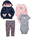 Simple Joys by Carter's Baby Girls' 4-Piece Jacket, Pant, and Bodysuit Set, Navy/Pink/Floral/Stripe, 12 Months
