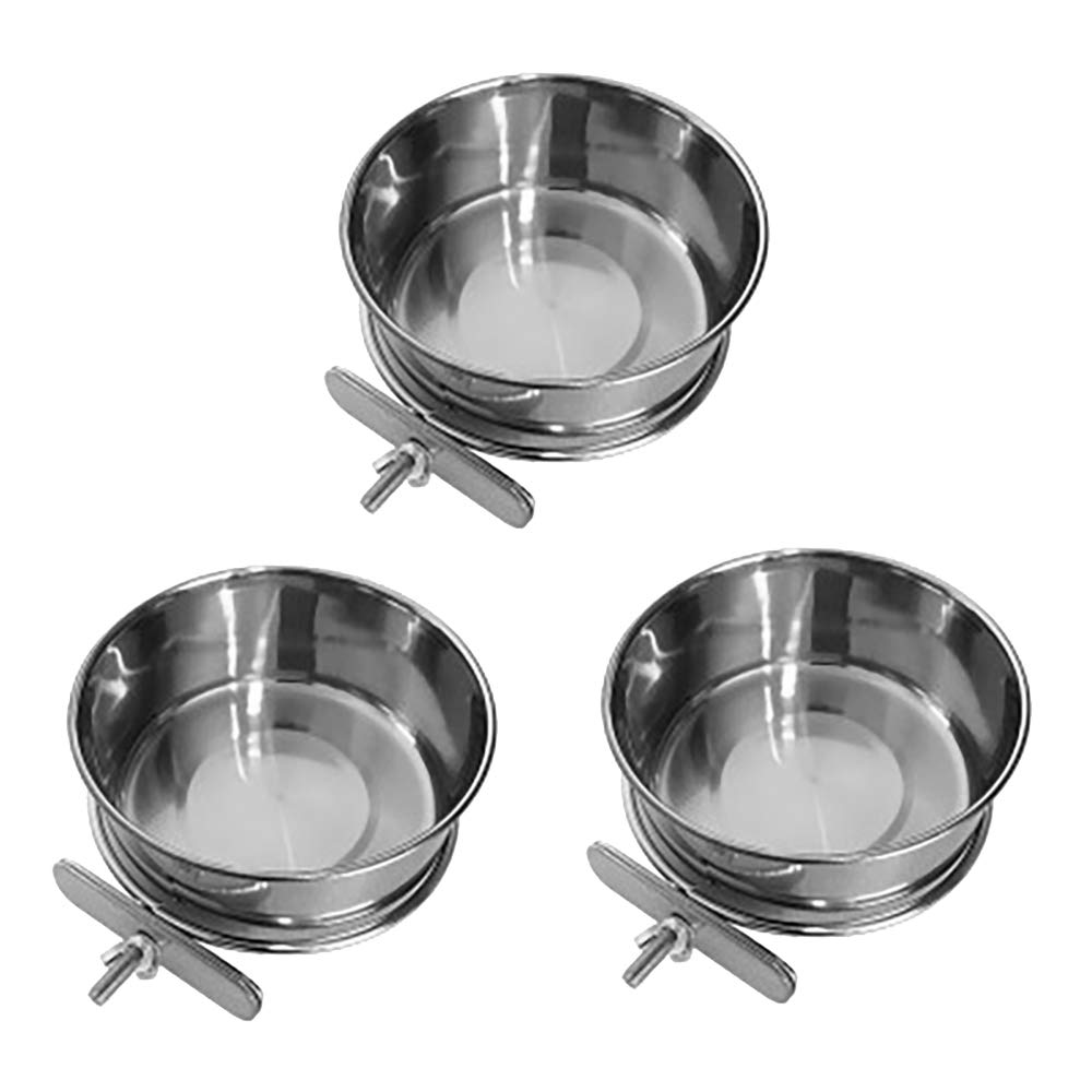 zunbo 1pcs Stainless Steel Bird Food Cups Parrot Bowl Food Water Feeder Cups for Parrot Budgie Silver