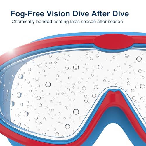 Seaflar 2Pcs Large Frame Kids Swimming Goggles, Clear Vision Anti-fog, UV Protection, Quick Fit, Silicone Ring, Unisex Goggles for Children and Teens Ages 3 to 14