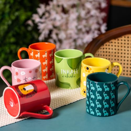 Clay Craft Fine Ceramic Pebble Series Coffee Mug 350ml Orange - Llama Print, Stylish Tea & Coffee Cup, Microwave & Dishwasher Safe, For Home, Office, Café, Gifting, Daily Use, Hot Chocolate, Milk, Tea 3