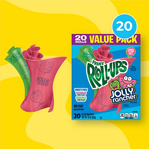 Fruit RollUps Fruit Flavored Snacks, Jolly Rancher, Variety Pack, 20