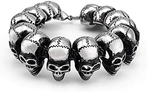 AZUO Punk Skull Men Bracelets Domineering Personality Skull Creative Men Titanium Steel Bracelet